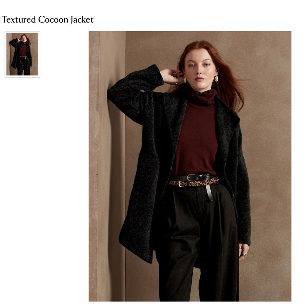 NEW Banana Republic Textured Cocoon Coat Black Medium NEW